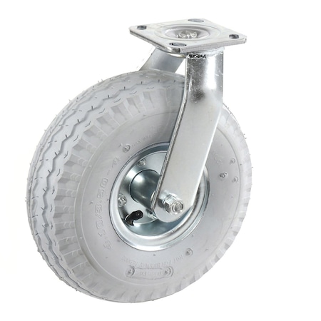 Global Industrial 10 Full Pneumatic Wheel, Swivel Plate Caster, 330 Lb. Capacity 748046